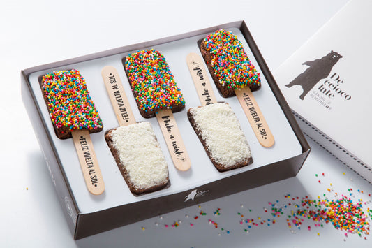 Caja x5 brownies en forma de paleta