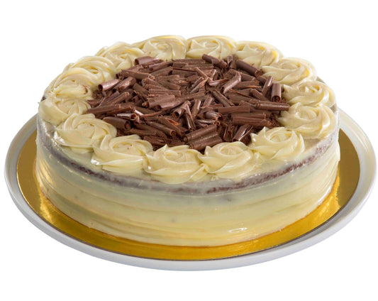 Torta con cubierta de ganache de chocolate blanco